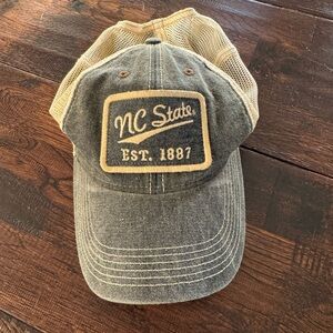 Legacy NC State Wolfpack Mesh Back Trucker Hat in Faded Gray and Tan